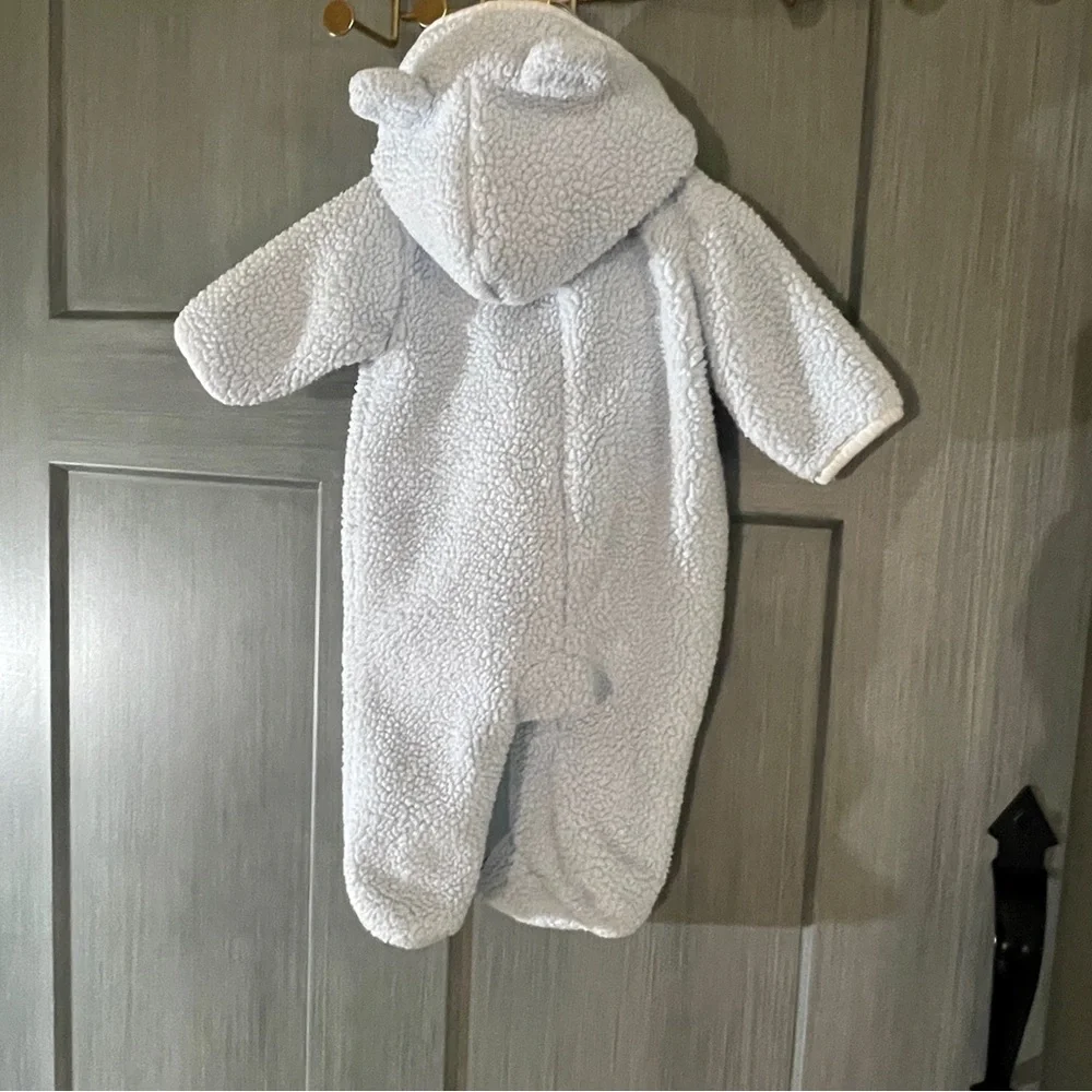 Baby Boy Carter's Light Blue Sherpa Snowsuit 3 Months Bunting Winter Coat Puppy